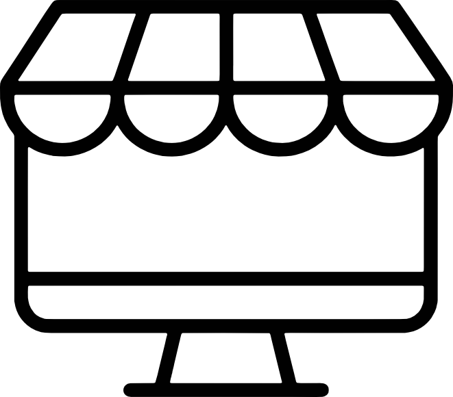 Computer Bildschirm im Marktstand Stil