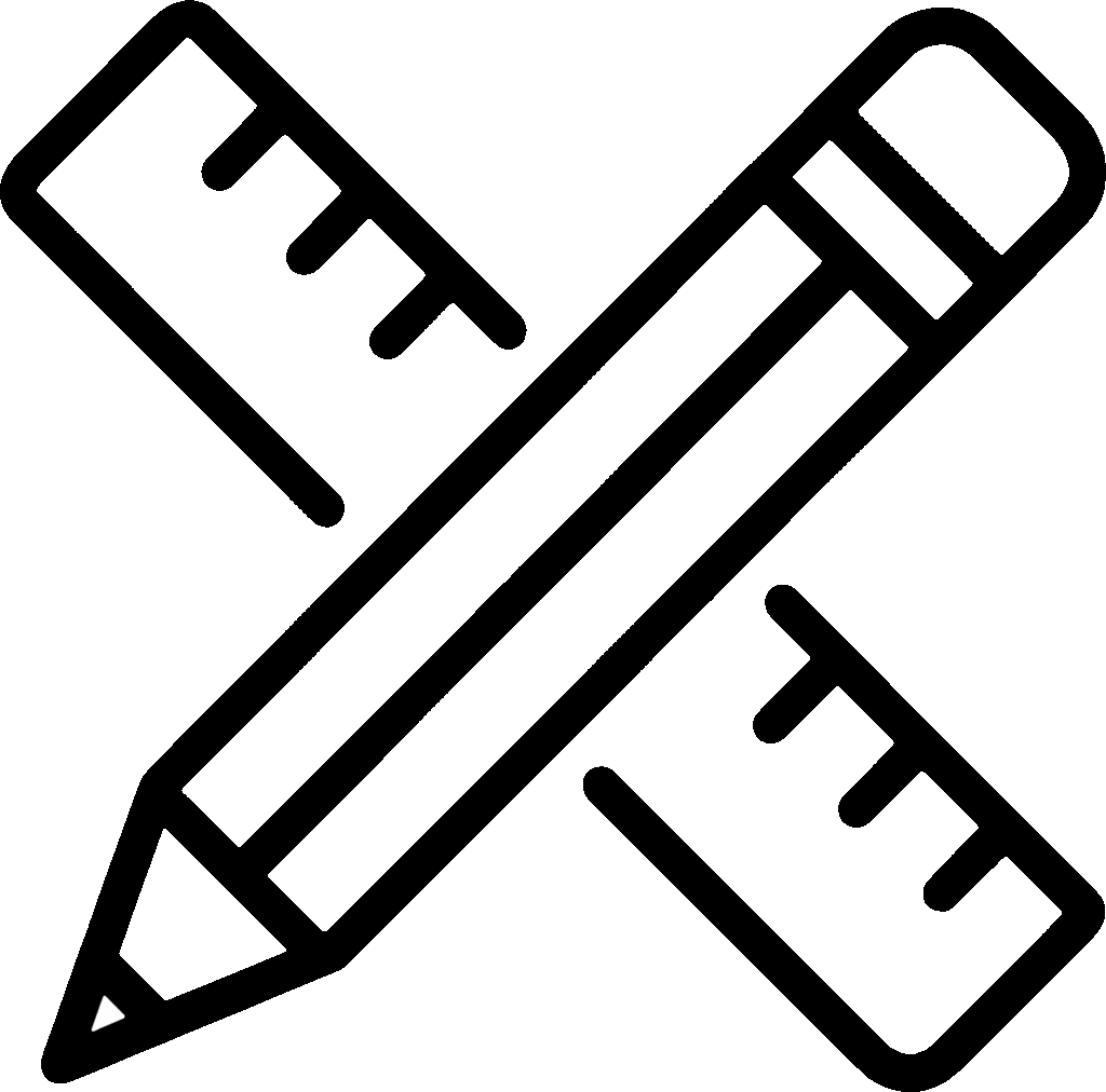 Stift und Lineal Icon für Kreativität im Webdesign