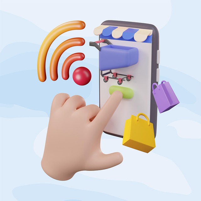 3D Illustration einer Hand die online shopped